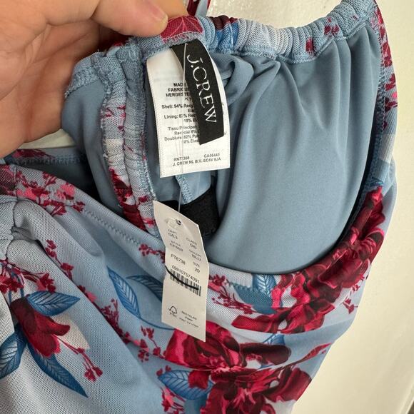 J Crew Ruched Side Tie Tulle Floral Print One Piece Swimsuit US Women's 20 Plus - Picture 4 of 7